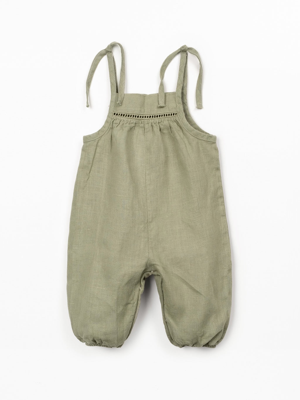 Linnen jumpsuit - Khaki groen - 100% linnen - Play Up - voorkant