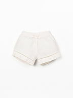 Linnen short met elastische taille - Ecru - 100% linnen - Play Up - productfoto