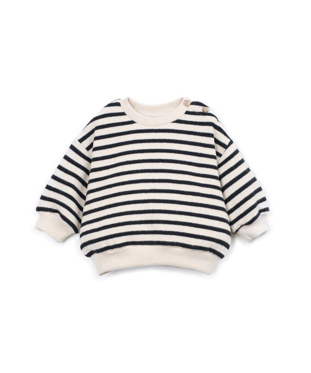 Striped Jersey Sweater - Cocoon/Zwart - Katoen & gerecycled katoen - Play Up