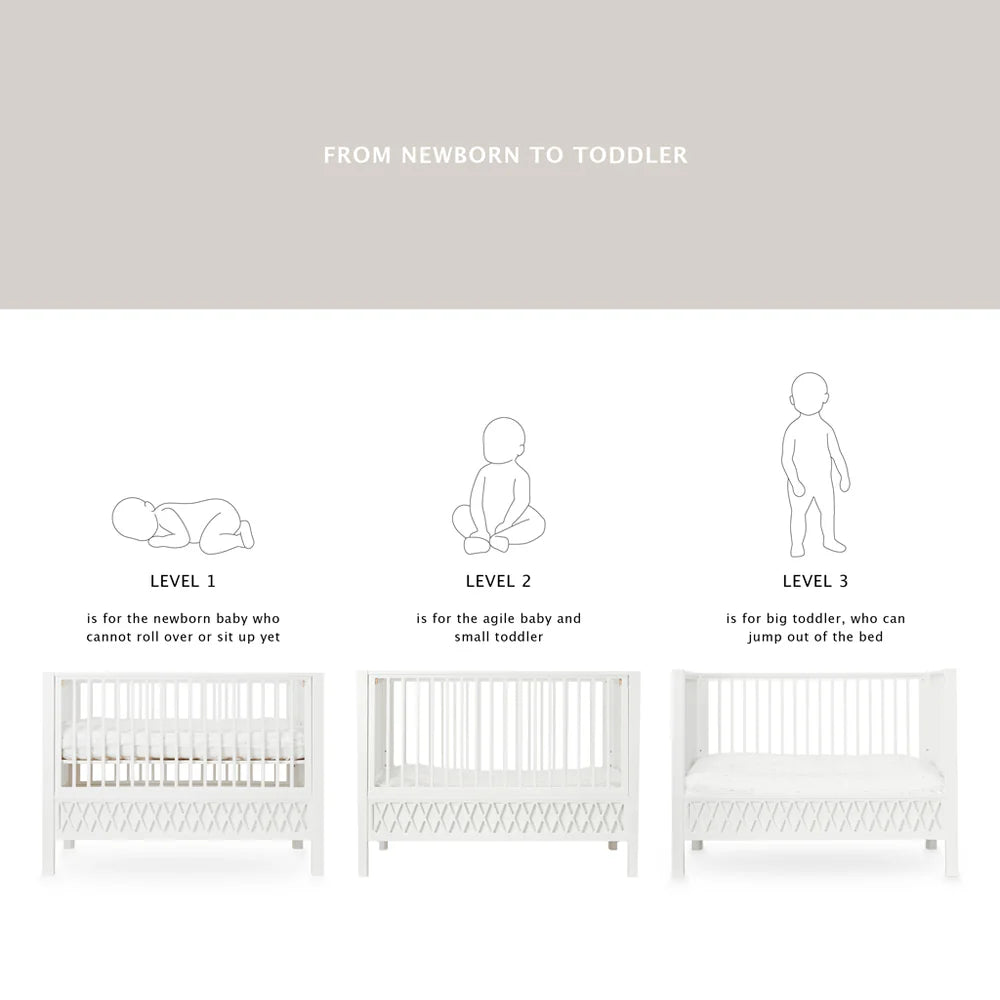 Meegroei bed - Harlequin Baby Bed - 60x120cm - FSC Mix - White - CamCam Copenhagen