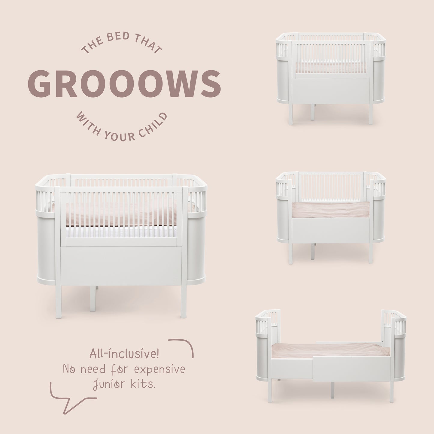 Sebra Baby en Junior Bed - Classic White - Beukenhout - Sebra