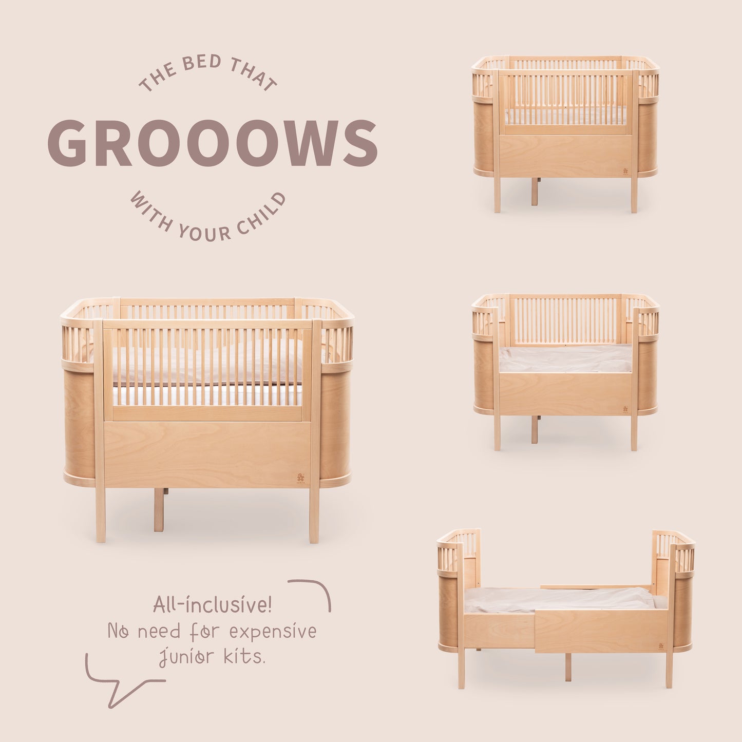 Sebra Baby en Junior Bed - Wooden Edition - Beukenhout - Sebra