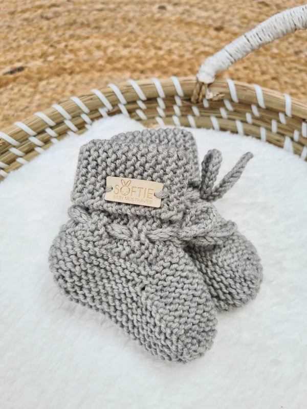 Baby slofjes - 0-6 maanden - Merino wol - Hangemaakt - Softie Baby Musthaves
