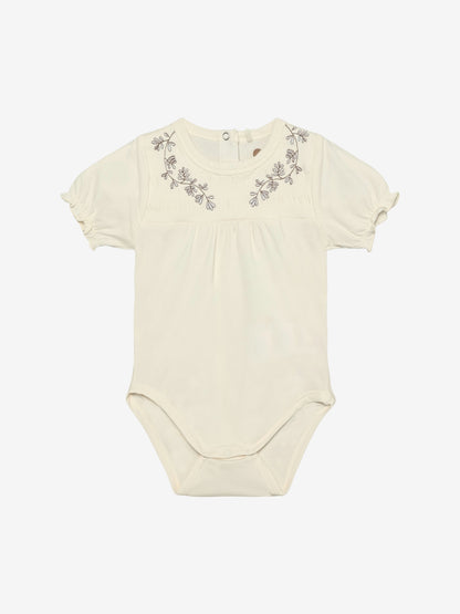 Strampler Kurzarm - Baumwolle - Eggnog - Body SS Embroidery - En Fant