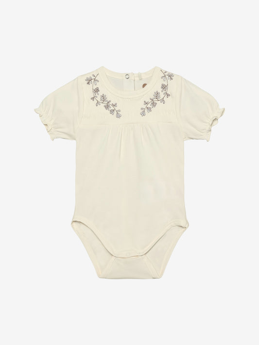 Short sleeve romper - Cotton - Eggnog - Body SS Embroidery - En Fant