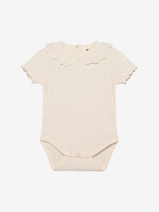 Pointelle romper with collar - Short sleeve - Cotton - Body LS Pointelle - En Fant