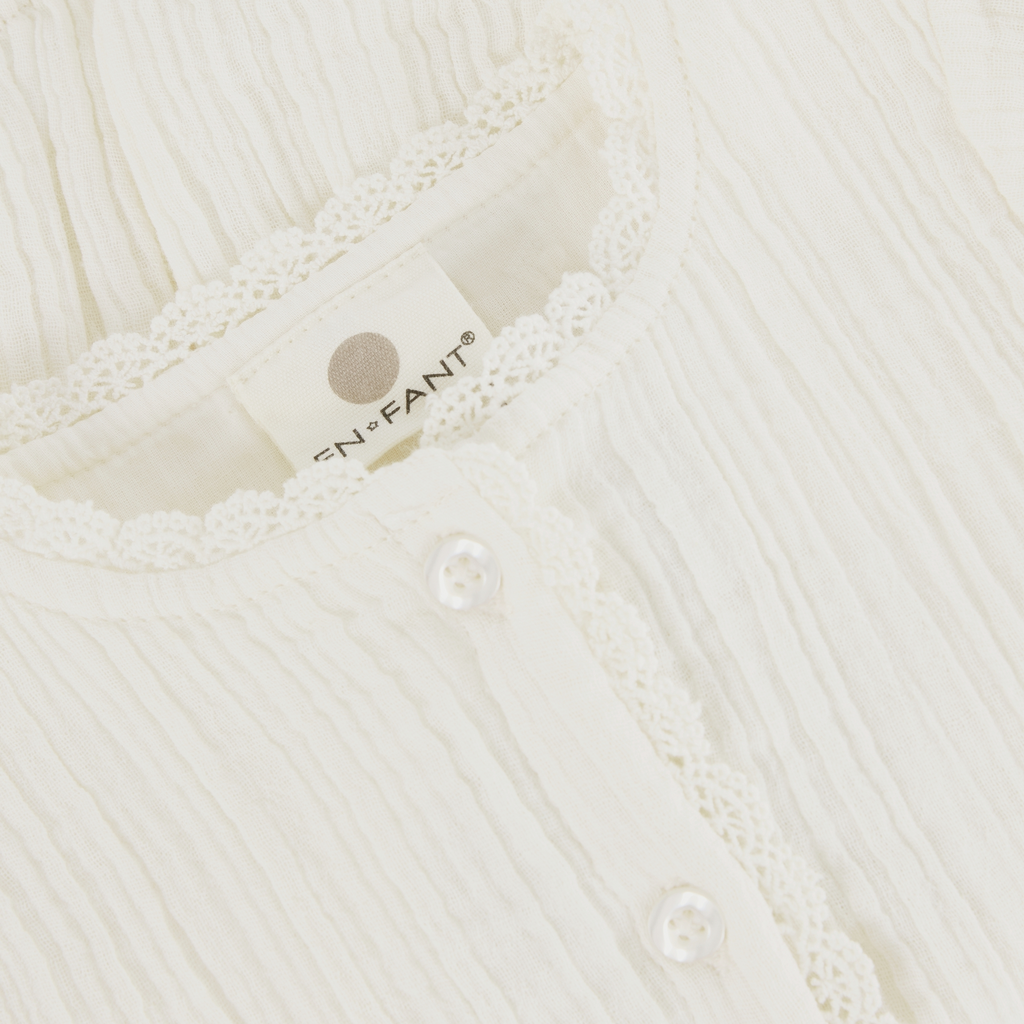 Mousseline romper met ruches - Pearled Ivory – 100% katoen – En Fant