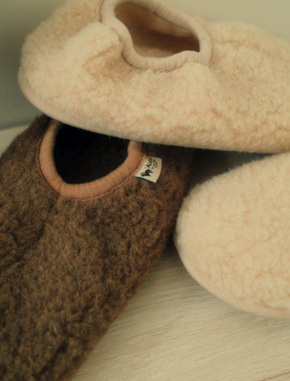 Cloudlet Slippers – Women's wool slippers – Beige – 100% wool with eco-sole – Alwero