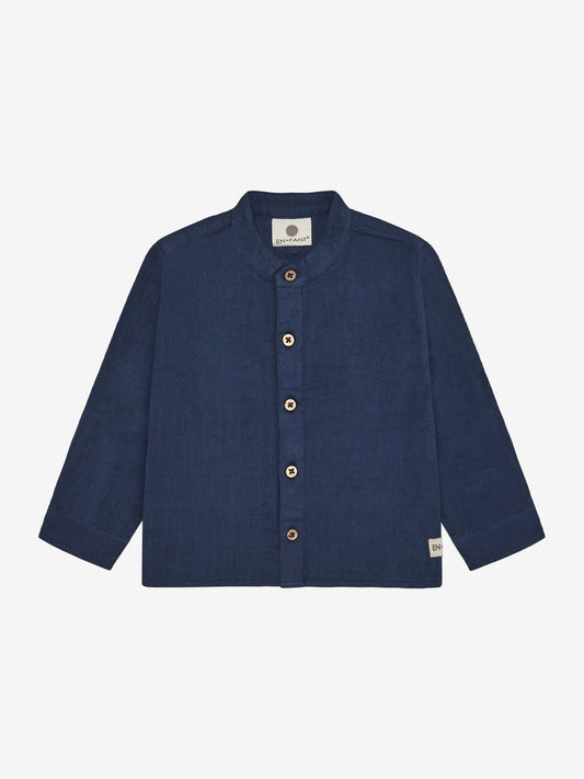 Shirt top - Organic cotton muslin - Medieval Blue - Shirt LS Muslin - En Fant