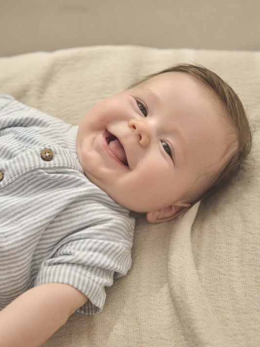 Playsuit Muslin Stripe - Short Sleeve Jumpsuit - Organic Cotton Muslin - En Fant