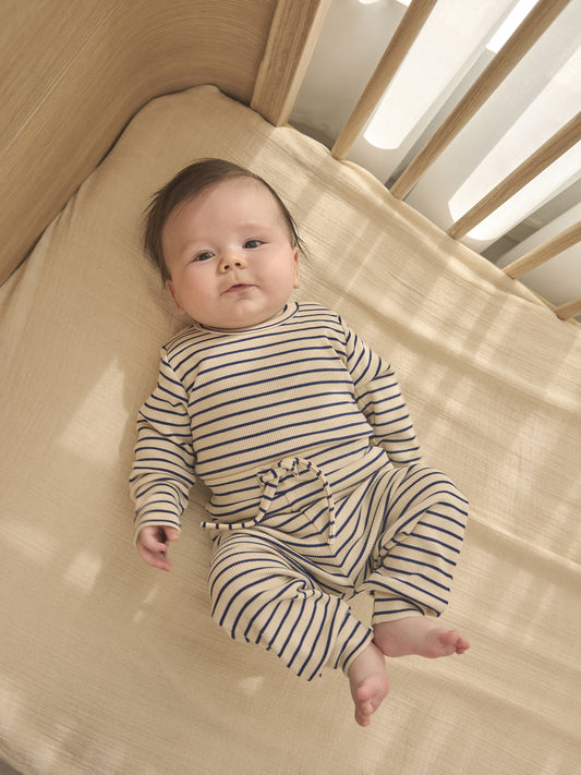 Striped Pants - Rib Stripe Pants - Medieval Blue - Cotton - En Fant