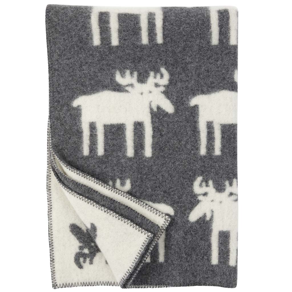 Ledikantdeken Moose - 100% biologische lamswol - 90x130cm - Grey - Klippan Yllefabrik