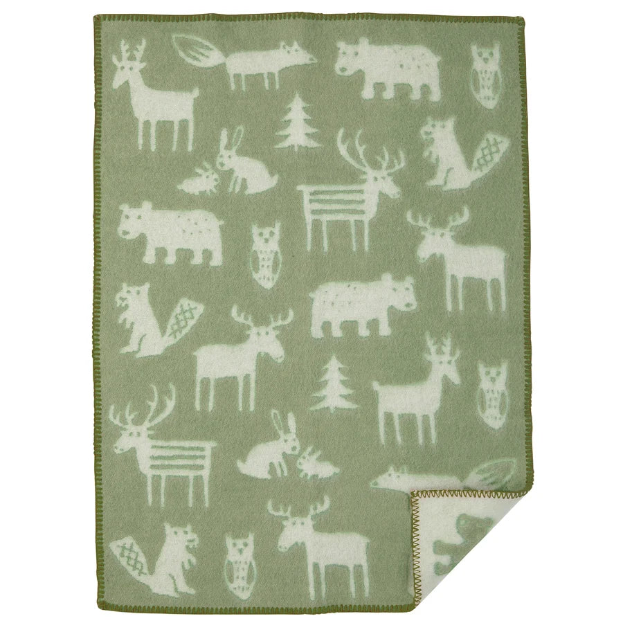 Wool baby blanket Forest Lime Blossom – 100% lambswool – Klippan