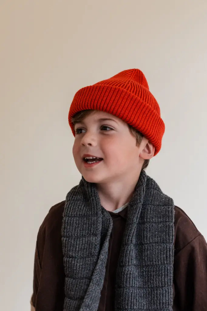Beanie Fonzie Kids - 100% extra fine Italian merino wool - HVID