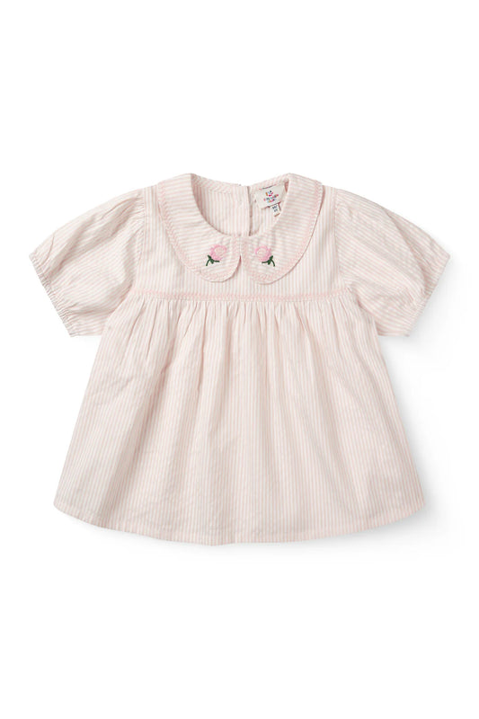 Seersucker Collared Blouse - Dusty Rose with Cream Stripe - Organic Cotton - Copenhagen Colors