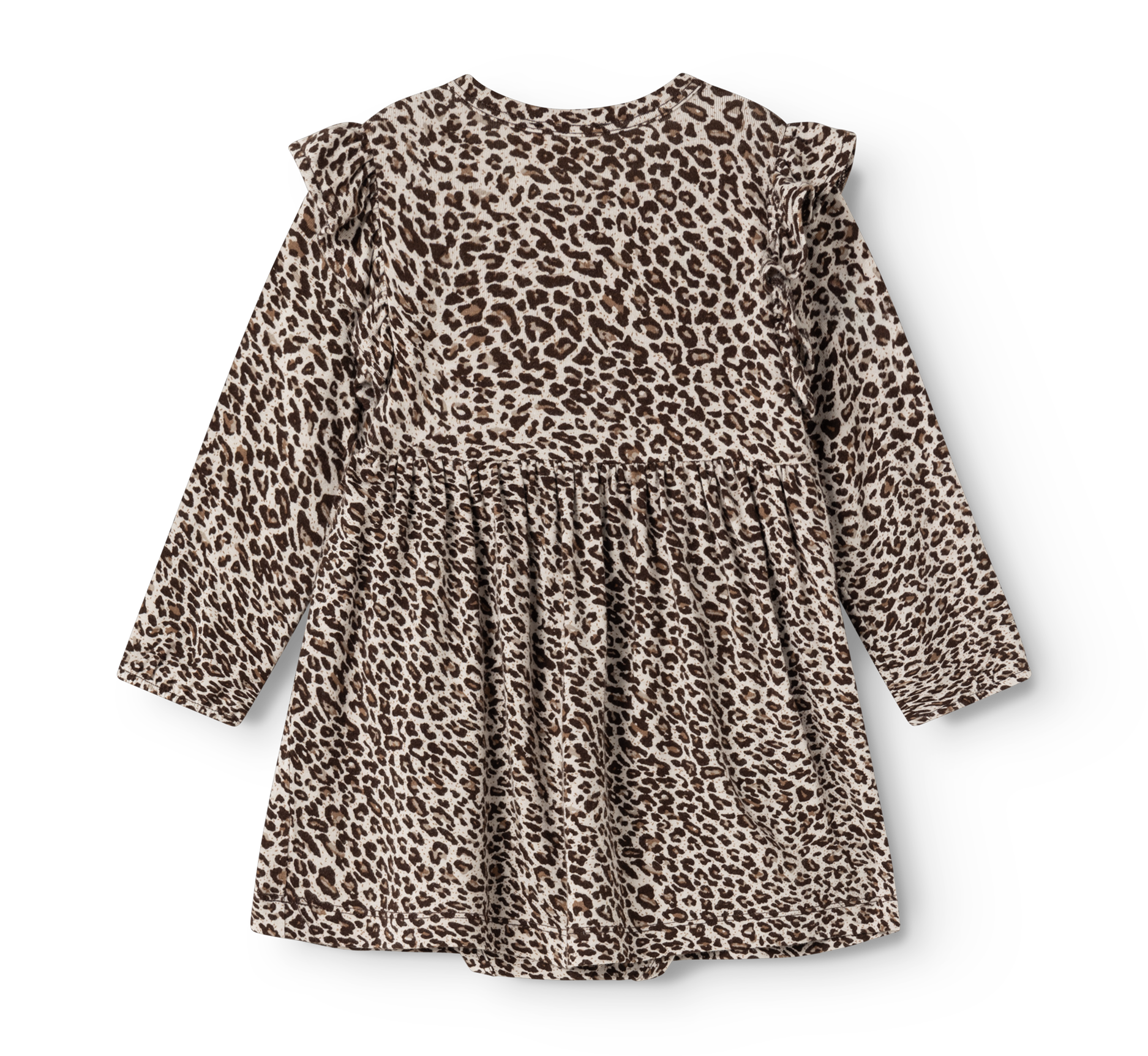 Babyjurkje Leo Ramona Frill LS met geïntegreerde romper - Modal - Dark Brown Leo - MarMar Copenhagen - productfoto - afbeelding 5