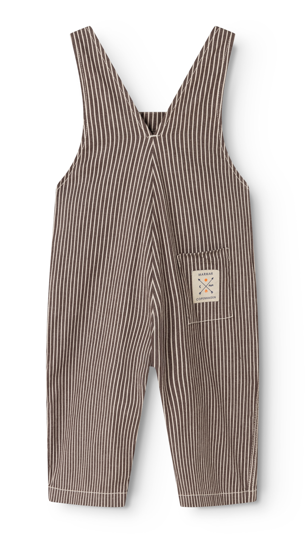 Baby tuinbroek Ruben - Soft denim - Dark Brownie Stripe - MarMar Copenhagen - productfoto - afbeelding 3