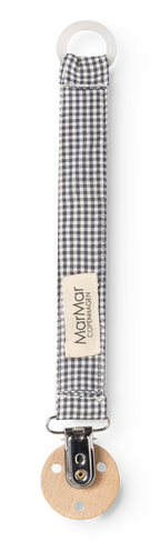Speenkoord Alo met geborduurde teddyberen - Blue Check - MarMar Copenhagen - productfoto - afbeelding 3