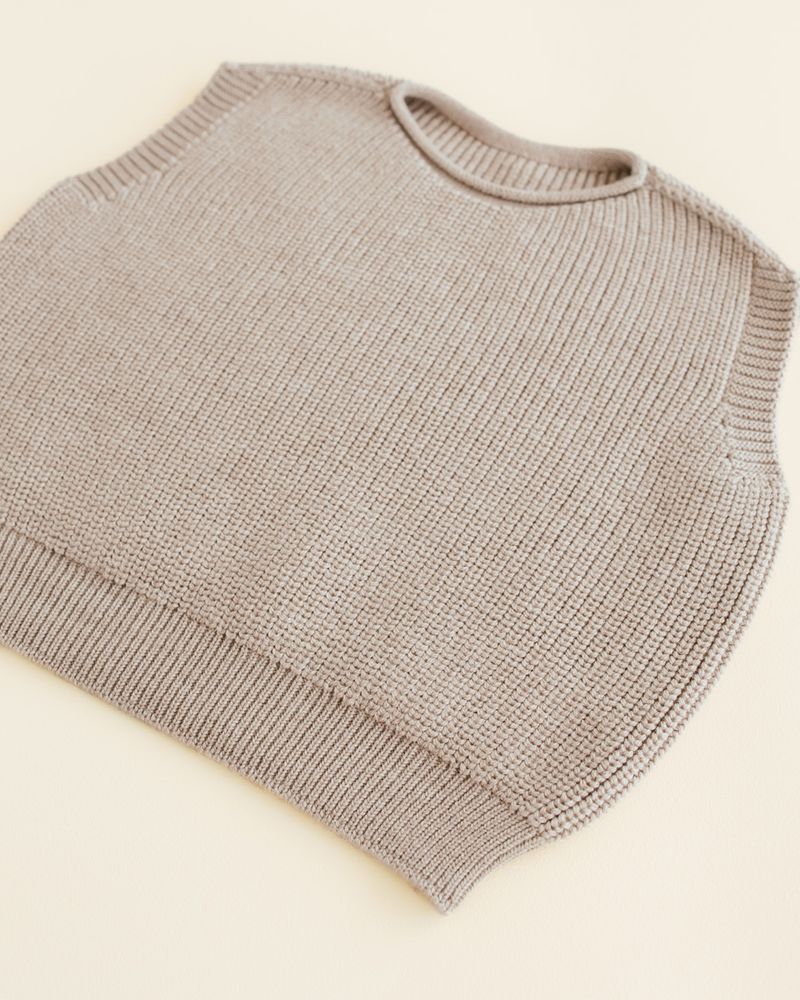 Vest Harvey Kids - Spencer/mouwloos truitje - Sand - Merinowol - HVID
