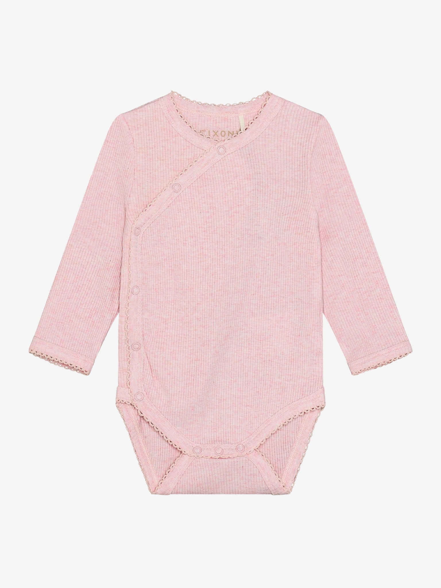 Overslagromper - Modal/katoen - Roze/ Bleached Mauve Melange - Fixoni - voorkant