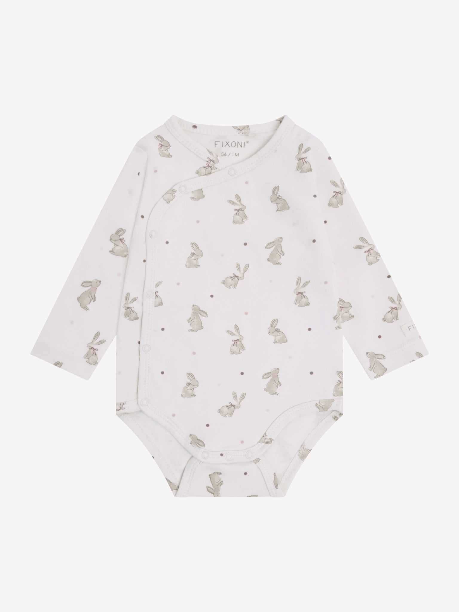 Wickelbody mit Hasenprint – Helllila – Bio-Baumwolle – Fixoni