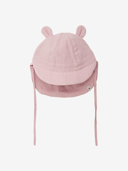 Baby zonnehoedje met oortjes - Katoen mousseline - HutteliHut