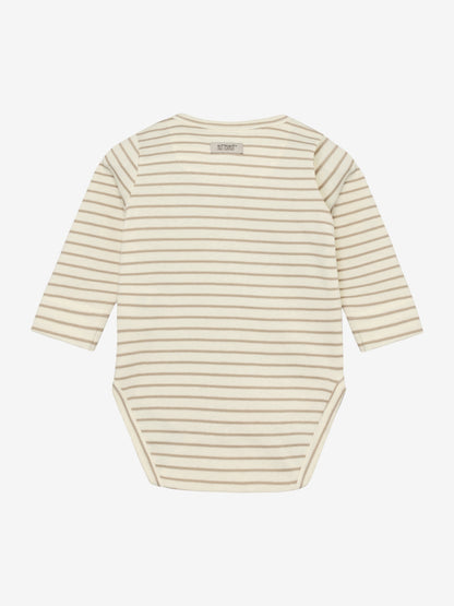 Long-sleeved romper - Organic cotton - Body LS YD Stripe - White Pepper - Huttelihut