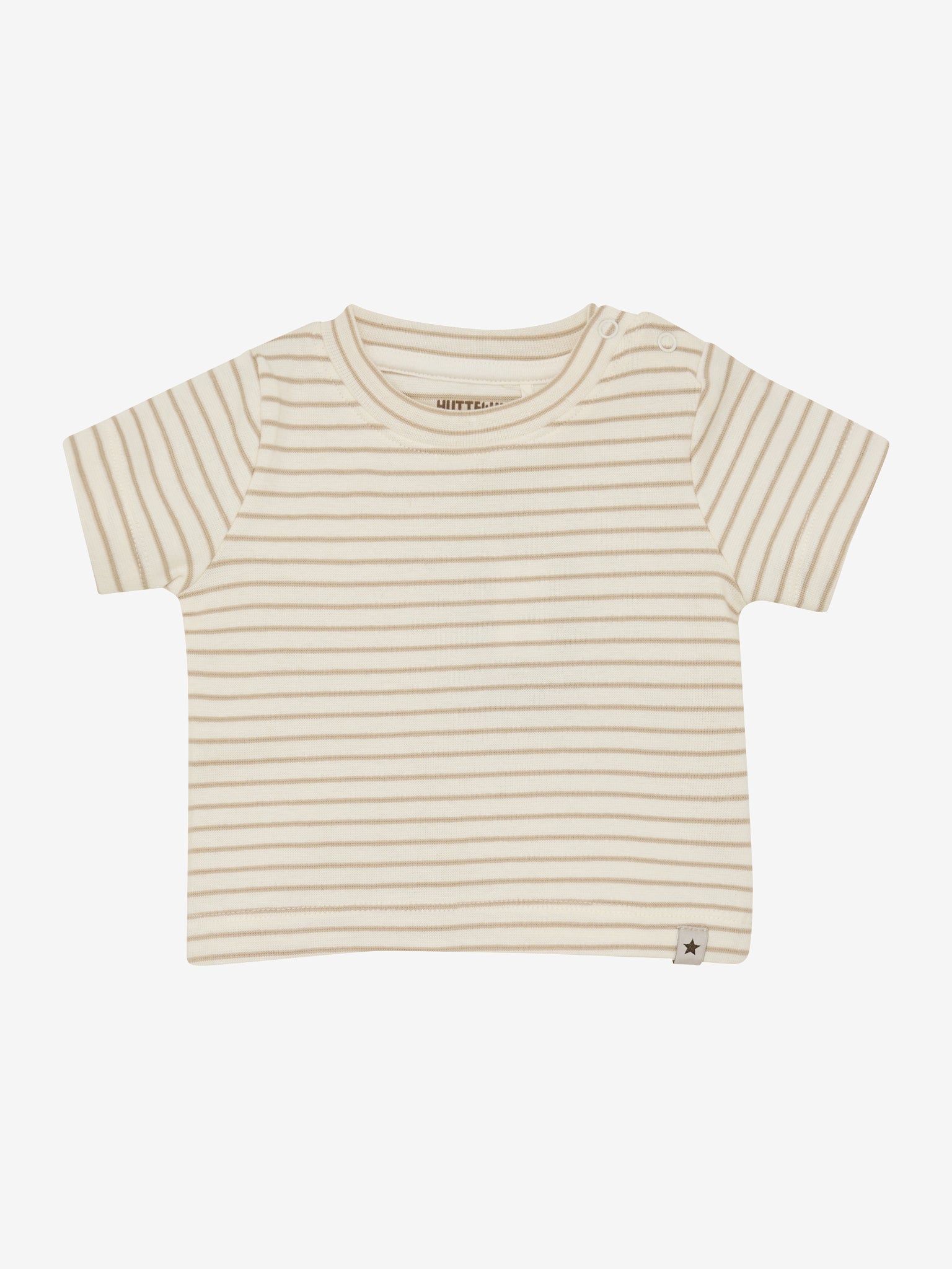 T-shirt baby - Biologisch katoen - Gestreept beige/White Pepper - Huttelihut - productfoto