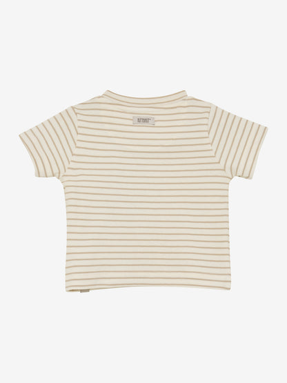 T-shirt baby - Biologisch katoen - Gestreept beige/White Pepper - Huttelihut