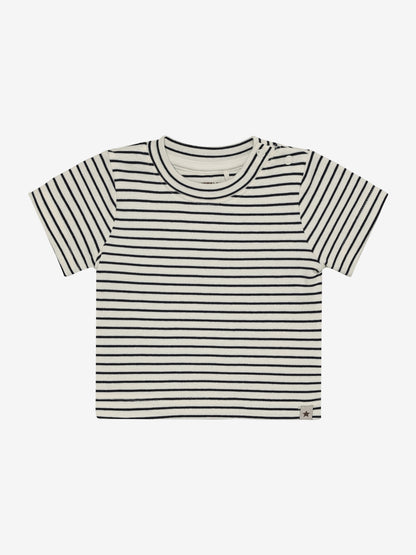 Baby T-Shirt - Bio-Baumwolle - Gestreift Navy/Bering Sea - Huttelihut