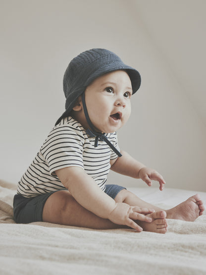 Baby T-Shirt - Bio-Baumwolle - Gestreift Navy/Bering Sea - Huttelihut