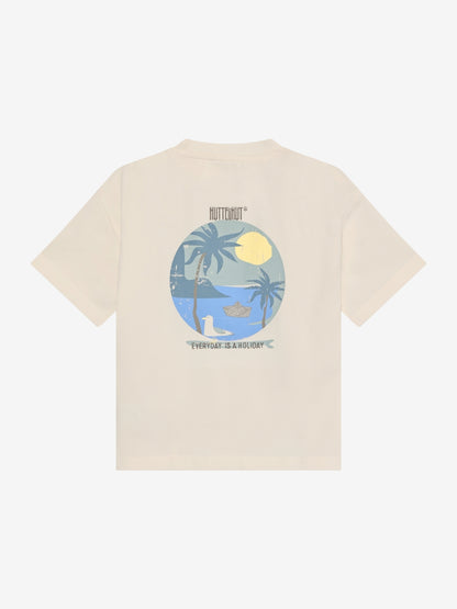 Grafisches T-Shirt - Bio-Baumwolle - Weiß/Antikweiß - Huttelihut