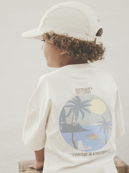 Grafisches T-Shirt - Bio-Baumwolle - Weiß/Antikweiß - Huttelihut