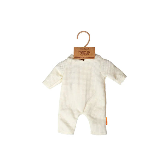 Miniland - Beige poppen pyjama met muts - 38 cm