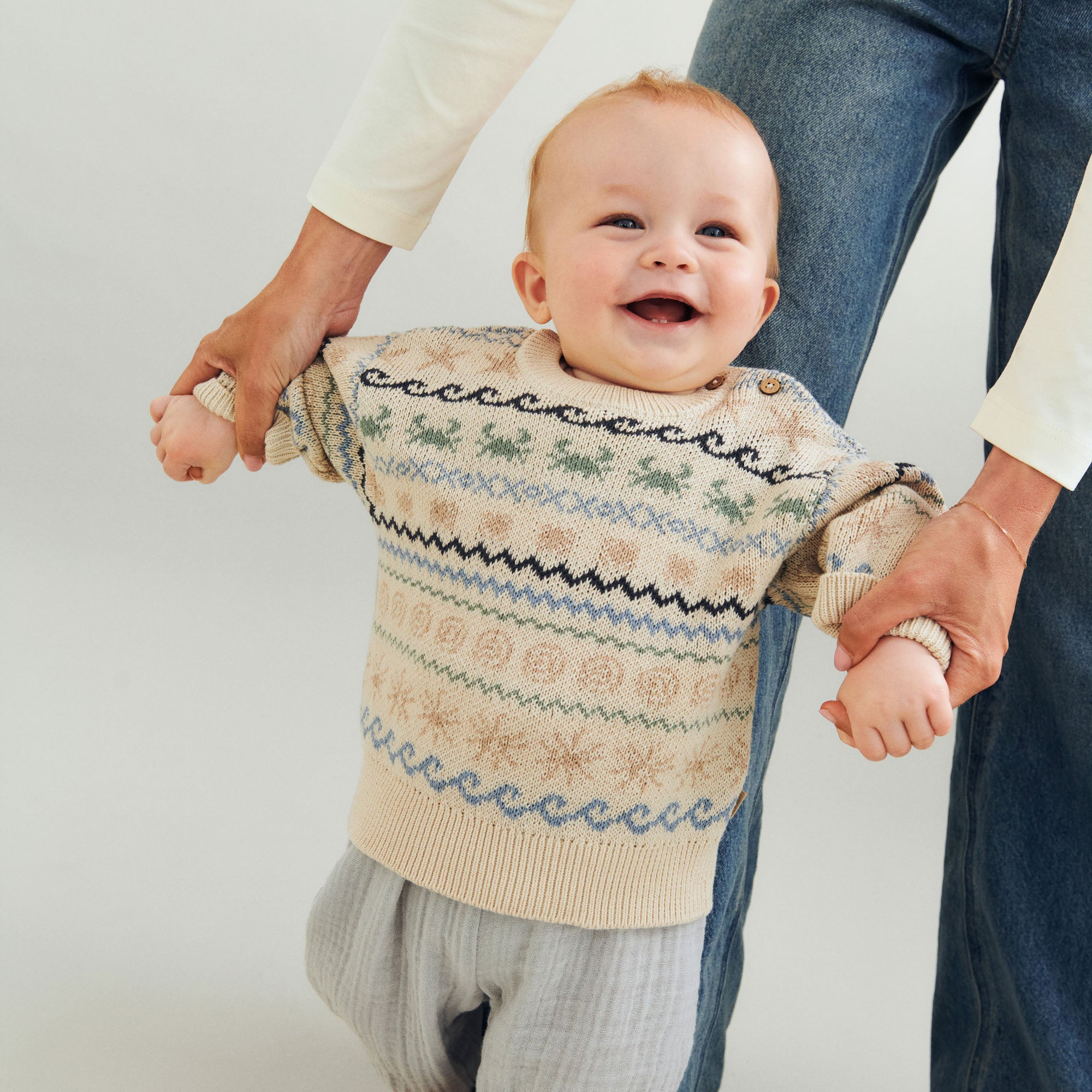 Truitje - Jacquard Pullover August - Biologisch katoen - Wheat - productfoto