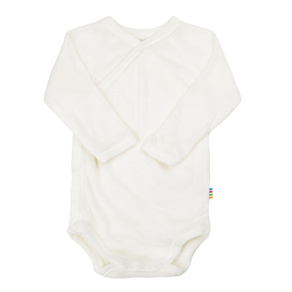 Wrapover romper - Merino wool - White/Natural - Joha