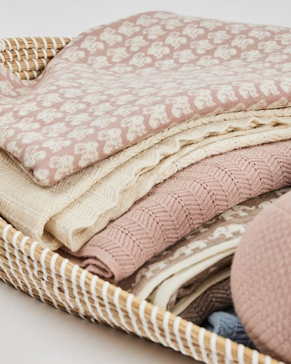 Babydeken Konijntjes - Merino wol - Roze - Smallstuff