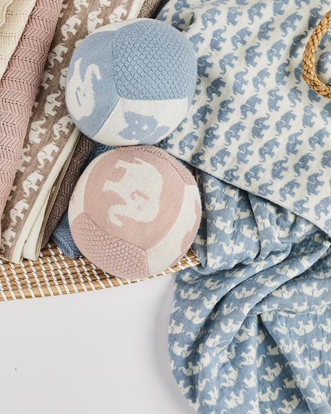 Babydeken Olifantjes - Merino wol - Blauw - Smallstuff