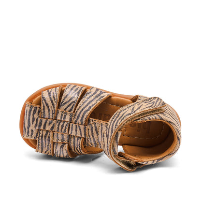 Leather sandal - Closed toe - Glitter zebra print - Bisgaard