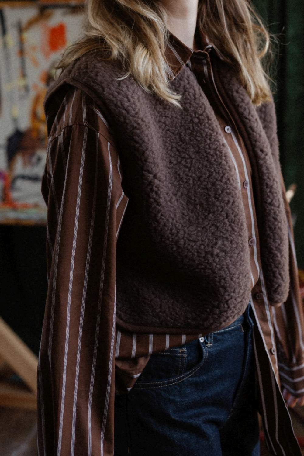 Camino Gilet – Choco Martini Light – Kort wollen damesgilet van 100% wol – Alwero