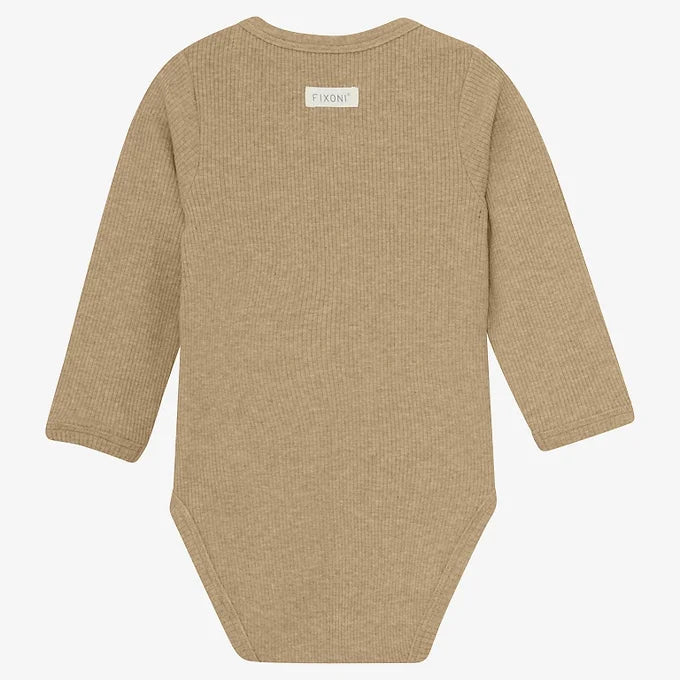 Fixoni - Wrap Body LS MÃ©lange Rib - Romper - Modal mix