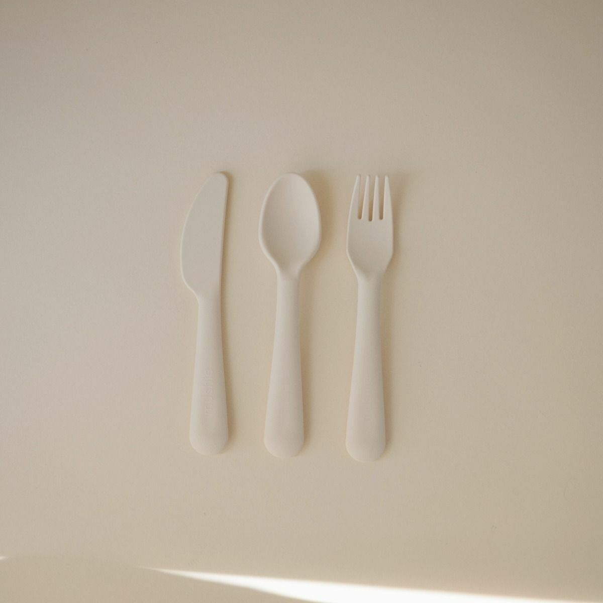 Besteckset Baby - Ungiftiger Kunststoff - Ivory - Mushie