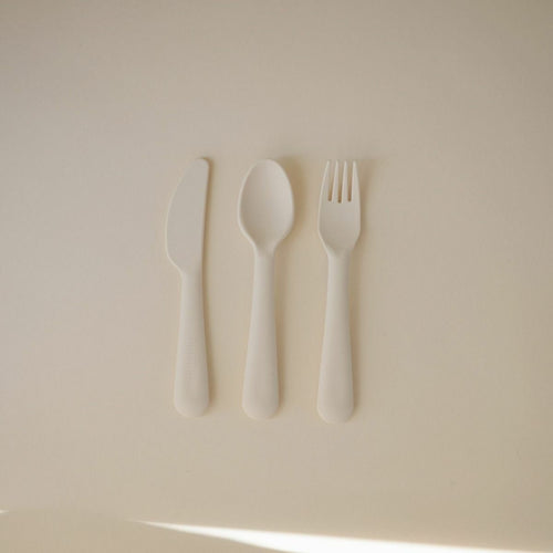 Bestekset baby - Niet-giftig plastic - Ivory - Mushie - productfoto