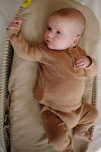 Langarmshirt Moon - Bio-Baumwolle - T-Shirt Moon LSL Combo Knit Brown - Riffle Amsterdam
