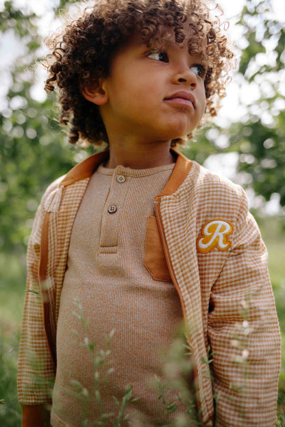 Langarmshirt Moon - Bio-Baumwolle - T-Shirt Moon LSL Combo Knit Brown - Riffle Amsterdam