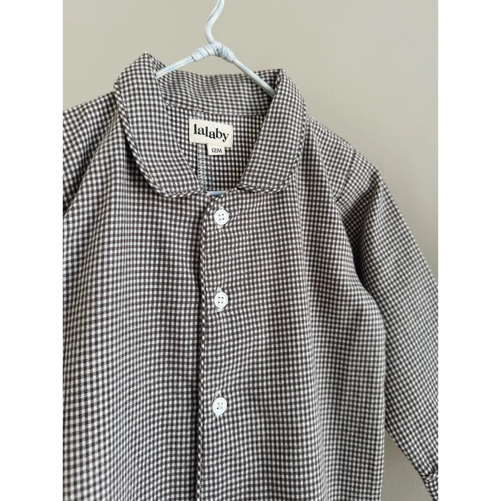 Classic PJ Suit - Biologisch katoen - Tiny Check Brown - Lalaby