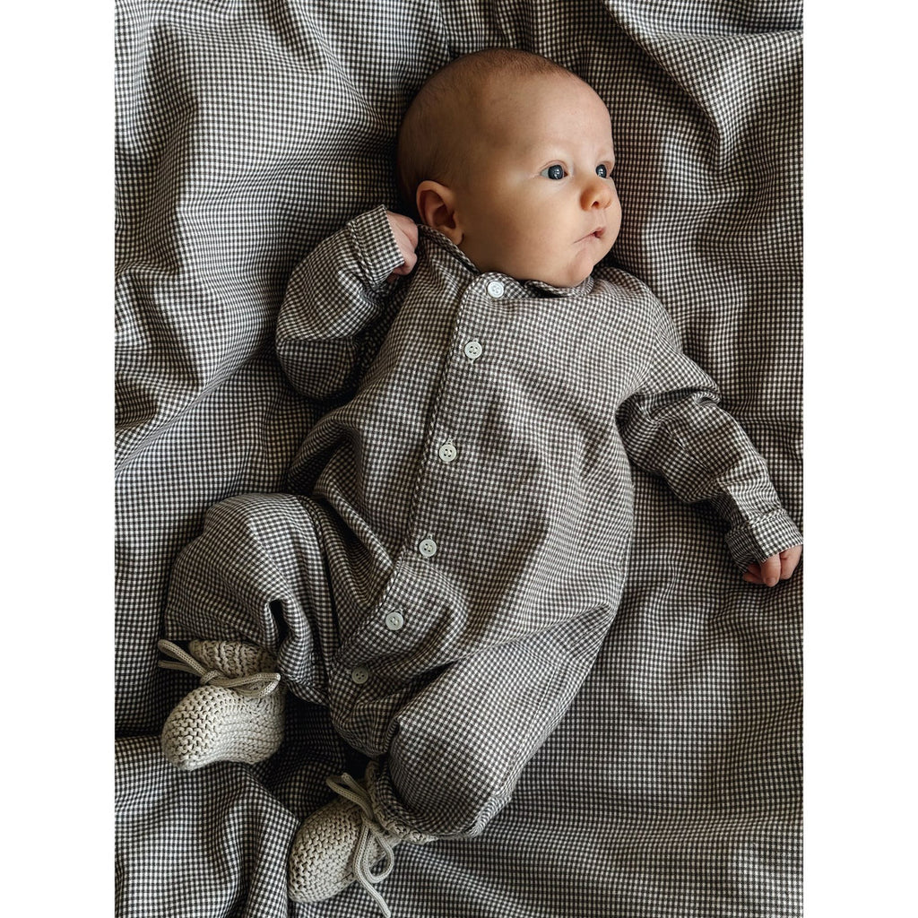 Classic PJ Suit - Biologisch katoen - Tiny Check Brown - Lalaby