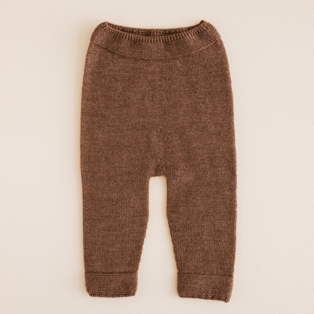 Gebreid broekje Guido - Merino wol - Mocha - HVID