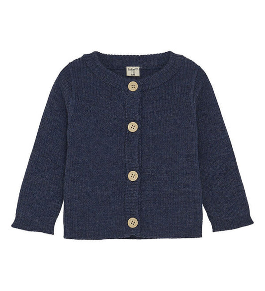 Gebreid vestje - Cardigan Uld Acadamy melange - Merino wol - Blauw melange - CeLaVi