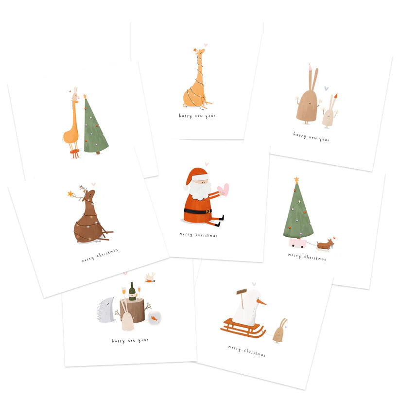 Setje van 8 kerstkaarten incl. enveloppen en stickervel - Alijt